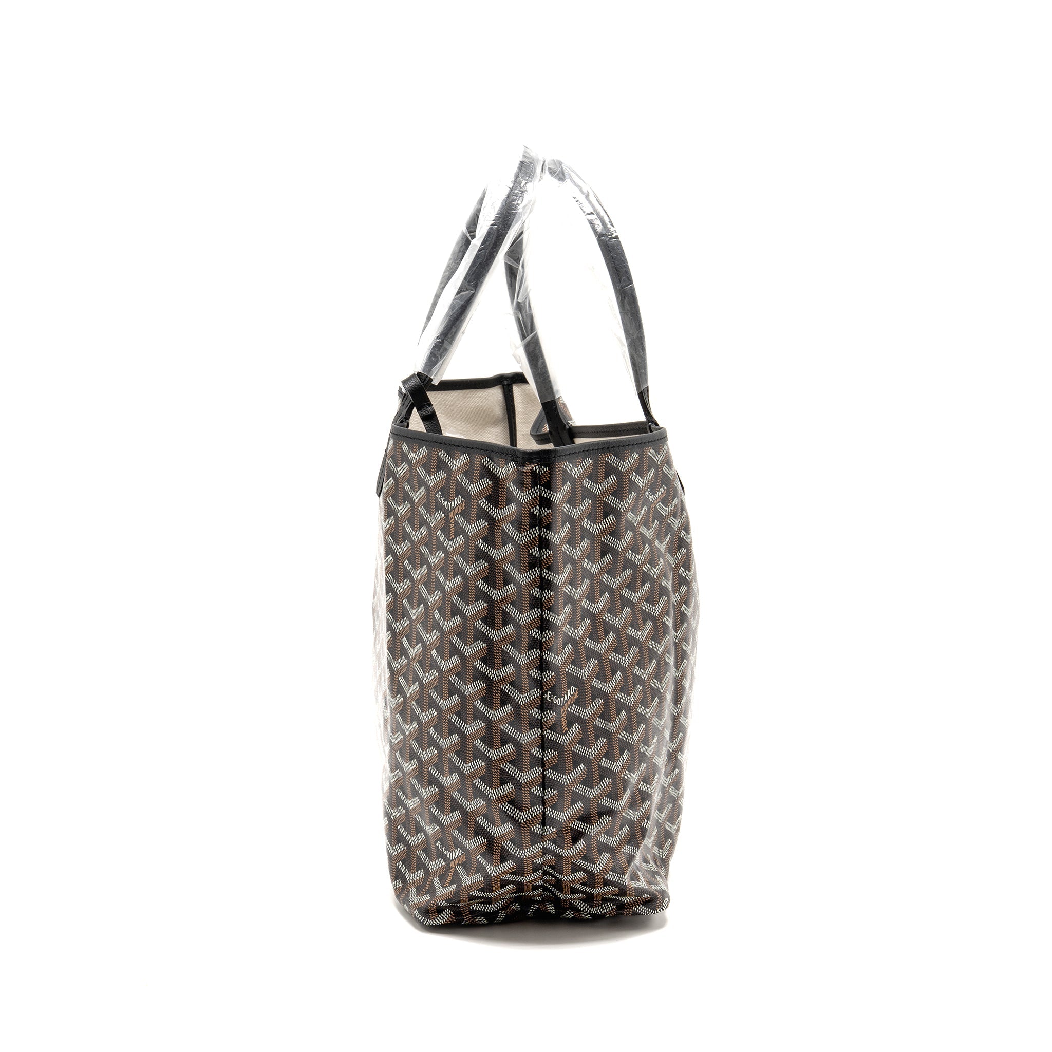 GOYARD SAINT LOUIS PM TOTE GOYARDINE CANVAS/CALFSKIN BLACK SHW