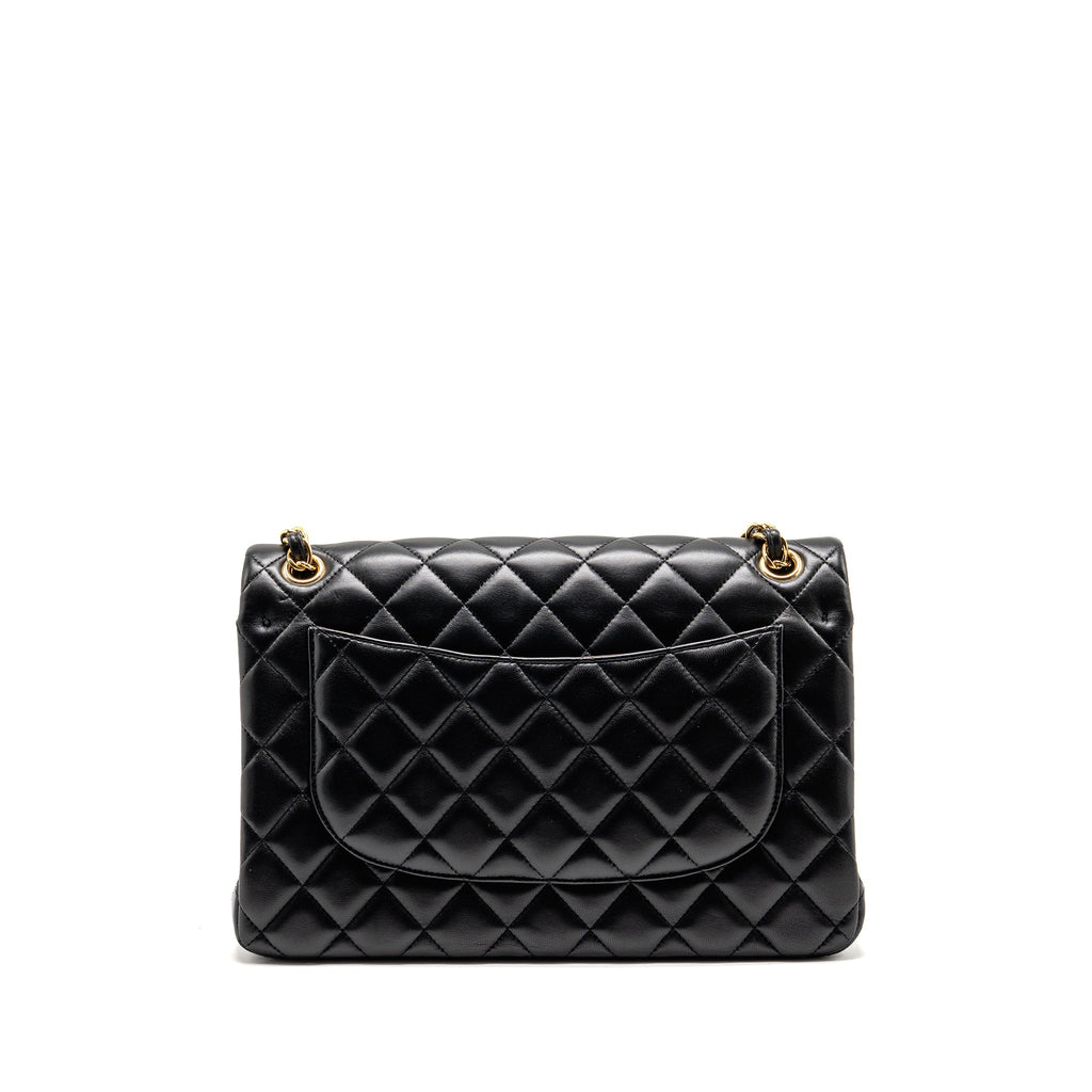 CHANEL JUMBO CLASSIC DOUBLE FLAP BAG LAMBSKIN BLACK GHW