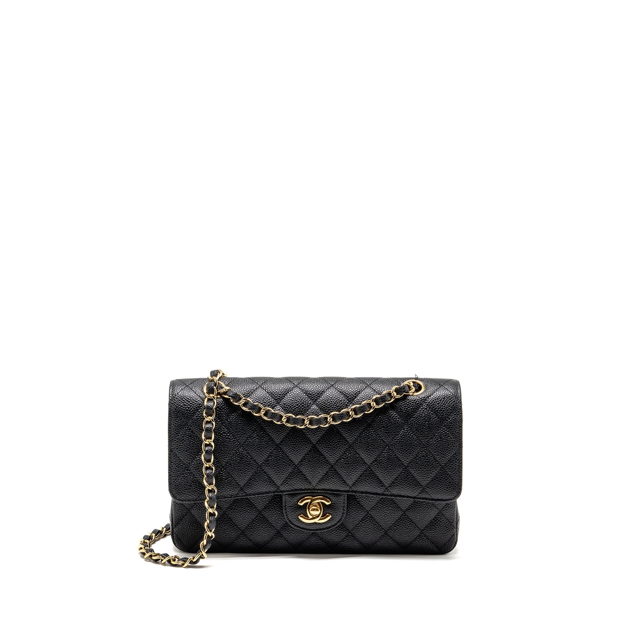CHANEL MEDIUM CLASSIC DOUBLE FLAP BAG CAVIAR BLACK GHW
