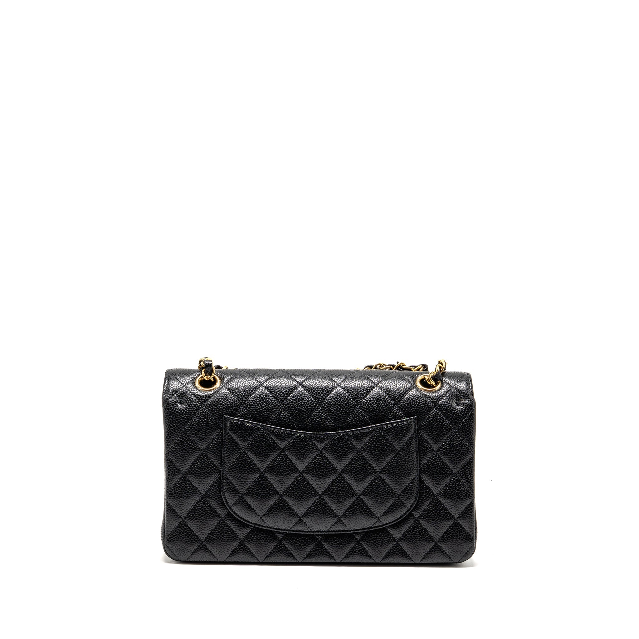 CHANEL MEDIUM CLASSIC DOUBLE FLAP BAG CAVIAR BLACK GHW (MICROCHIP)