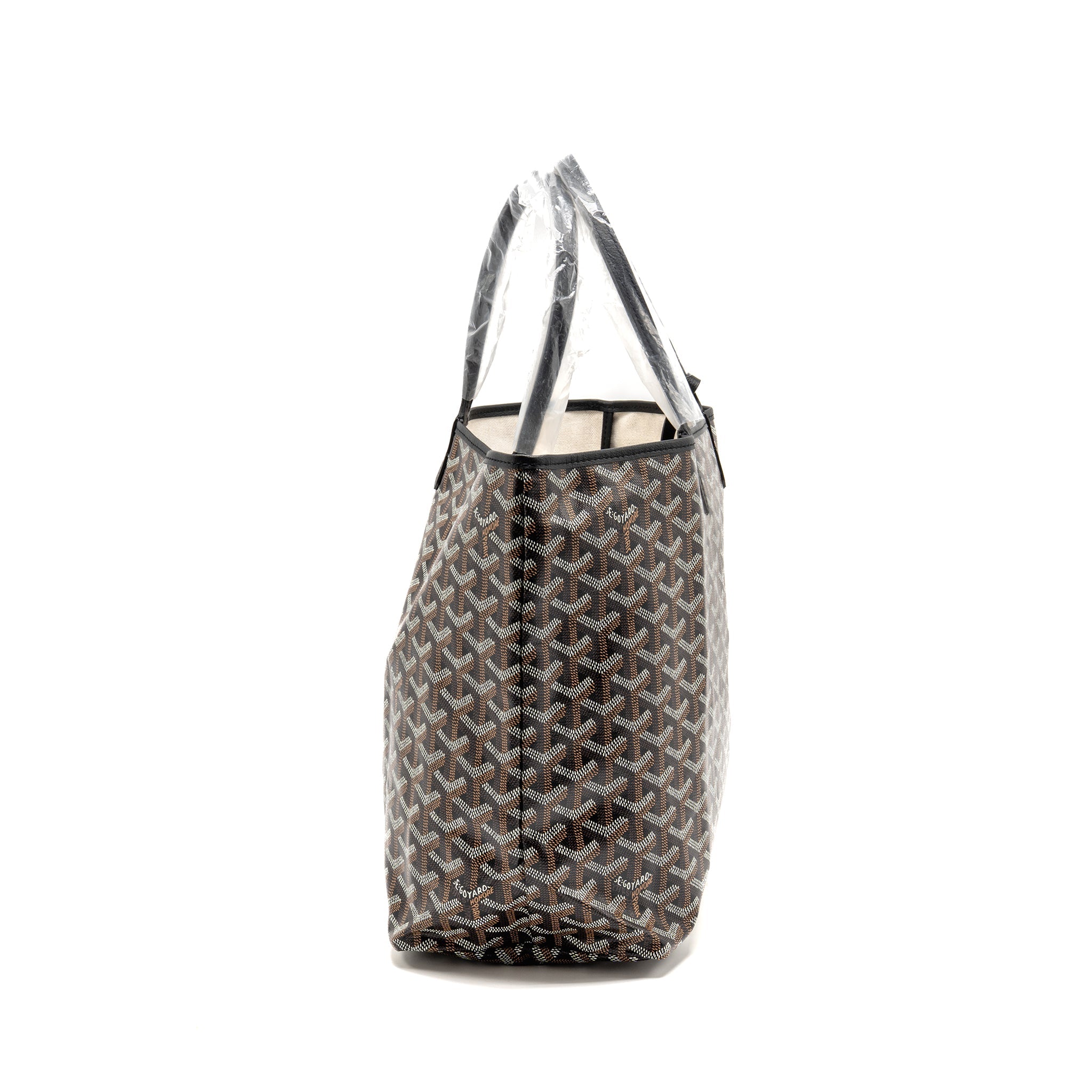GOYARD SAINT LOUIS PM TOTE GOYARDINE CANVAS/CALFSKIN BLACK SHW