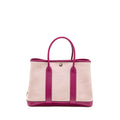 HERMES GARDEN PARTY 30 TOILE MILITARIES CANVAS/NEGONDA ECRU-ROSE POU/ROSE POU SHW