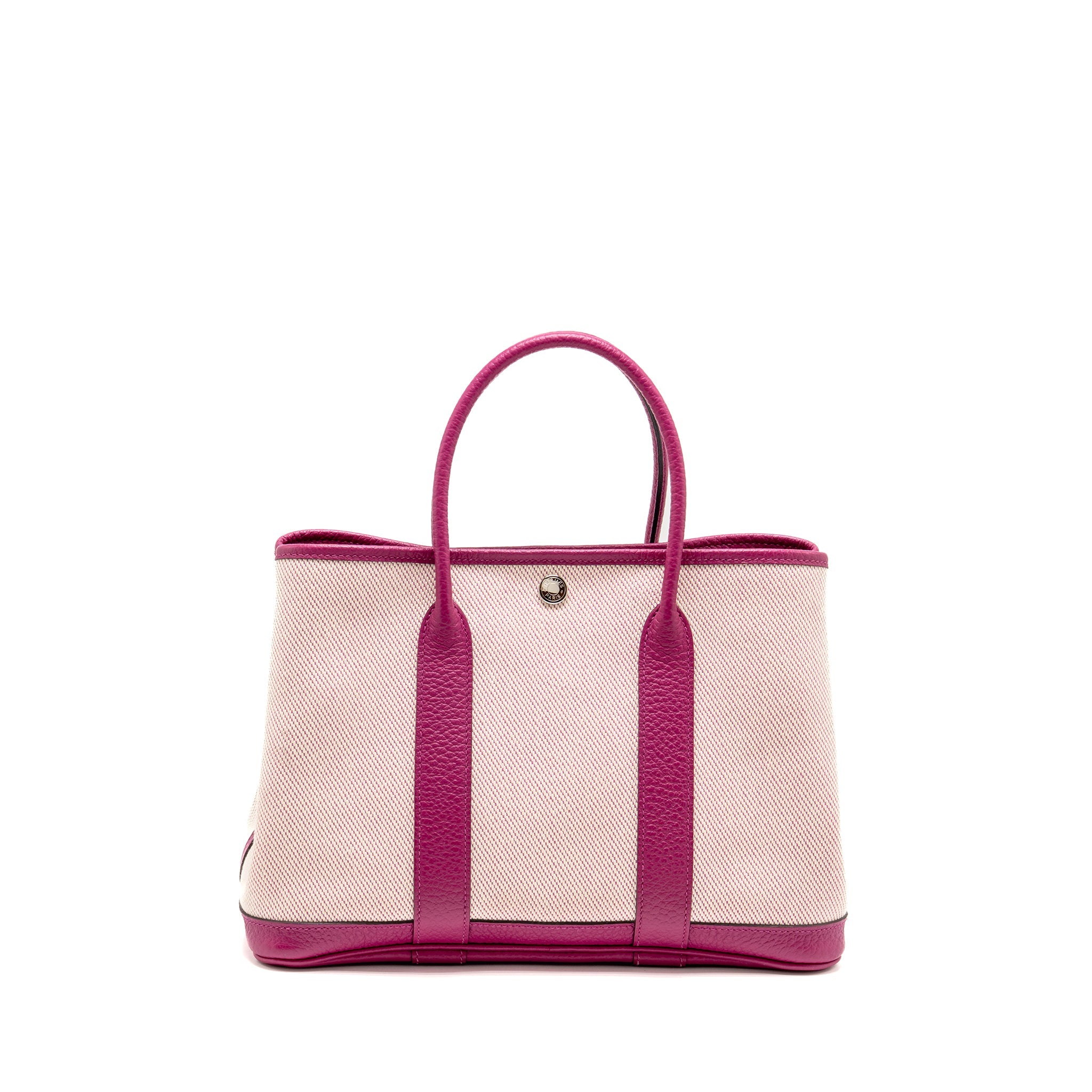 HERMES GARDEN PARTY 30 TOILE MILITARIES CANVAS/NEGONDA ECRU-ROSE POU/ROSE POU SHW