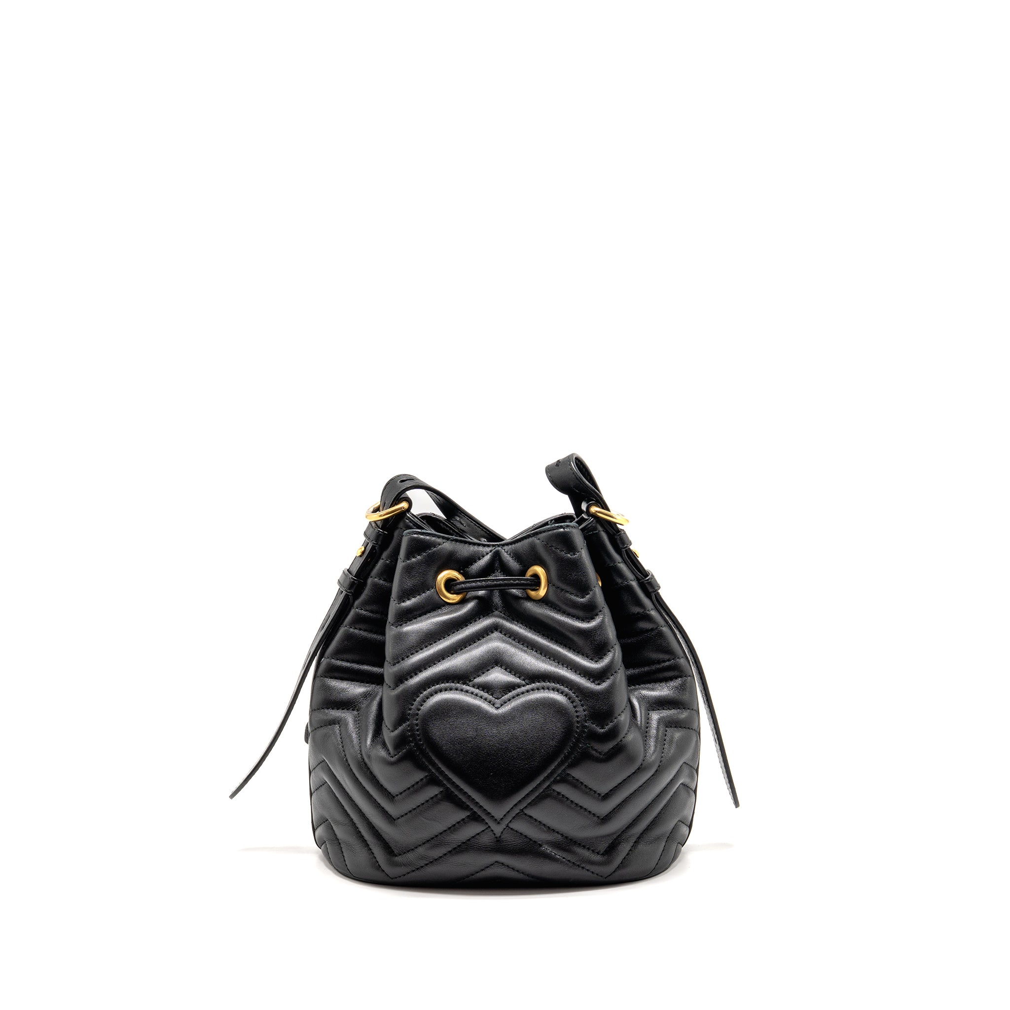 GUCCI GG MARMONT BUCKET BAG CALFSKIN BLACK GHW