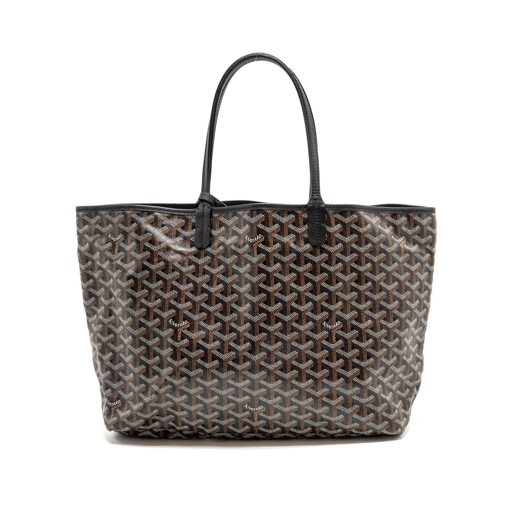 GOYARD SAINT LOUIS PM TOTE GOYARDINE CANVAS / CALFSKIN BLACK