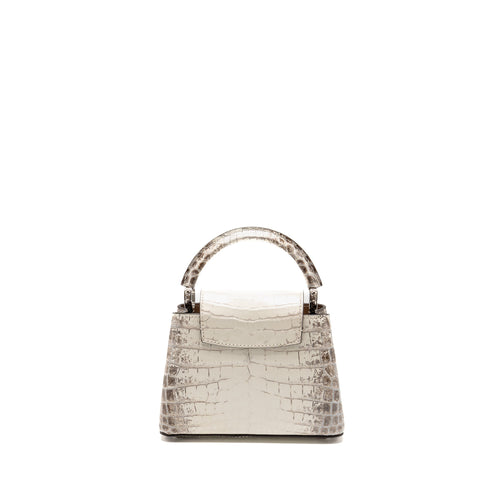 LOUIS VUITTON CAPUCINES MINI HIMALAYAN CROCODILE WHITE SHW