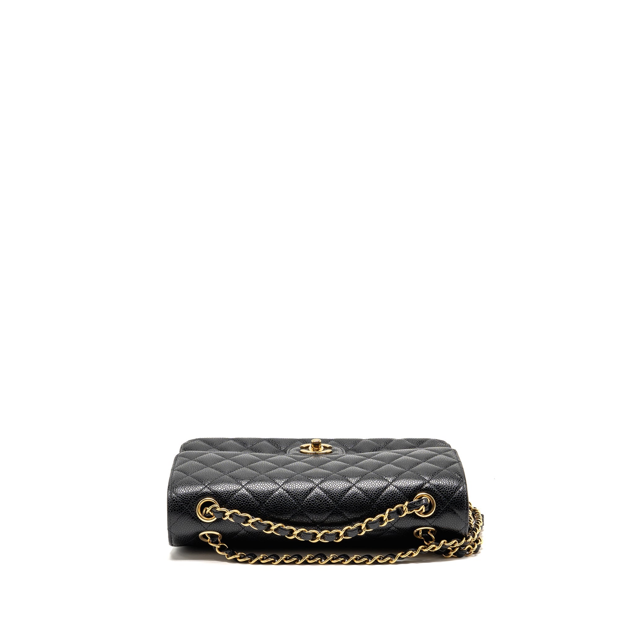 CHANEL MEDIUM CLASSIC DOUBLE FLAP BAG CAVIAR BLACK GHW (MICROCHIP)