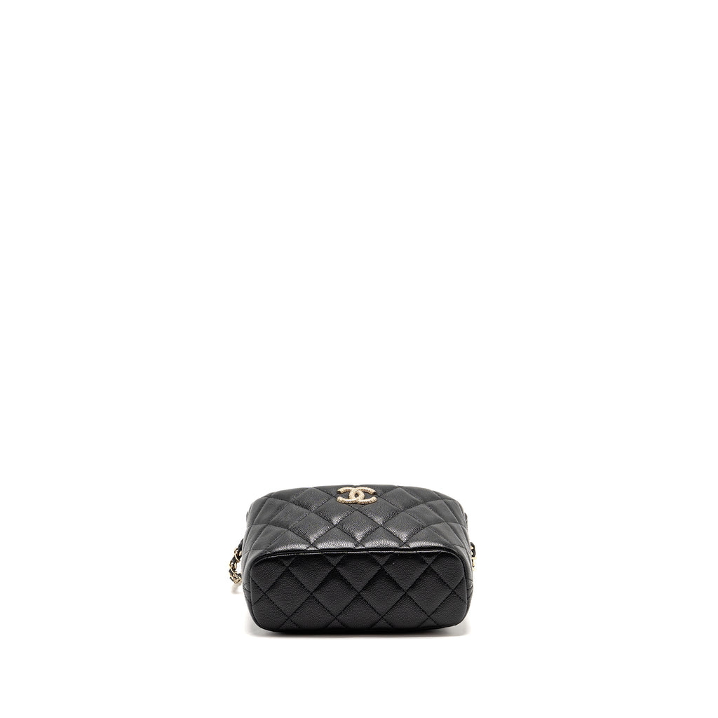 CHANEL 25C DETAIL CC LOGO QUILTED HOBO BAG CAVIAR BLACK LGHW (MICROCHIP)