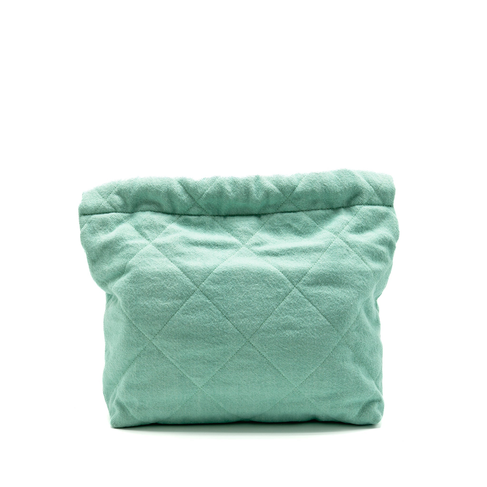 CHANEL SMALL 22 BAG WASHED DENIM AQUA GHW (MICROCHIP)