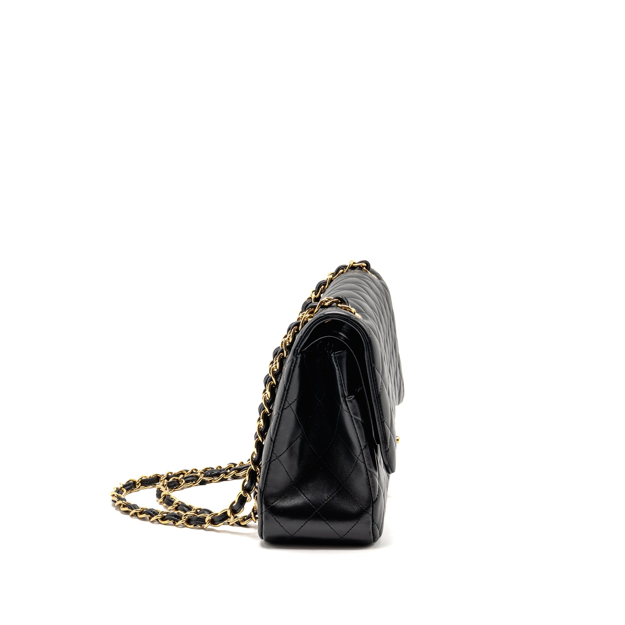 CHANEL JUMBO CLASSIC DOUBLE FLAP BAG LAMBSKIN BLACK GHW