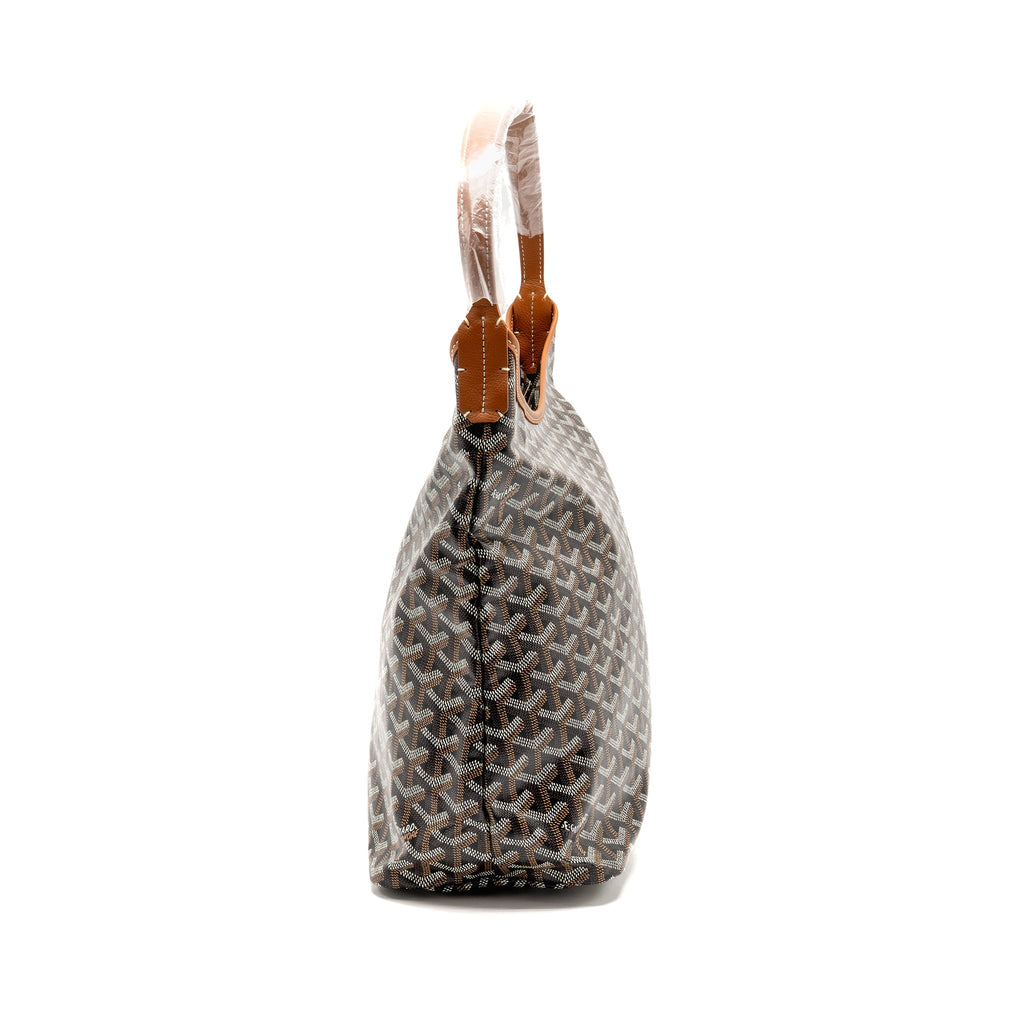 GOYARD BOHEME PM HOBO BAG GOYARDINE CANVAS/CALFSKIN BLACK/NATUREL SHW