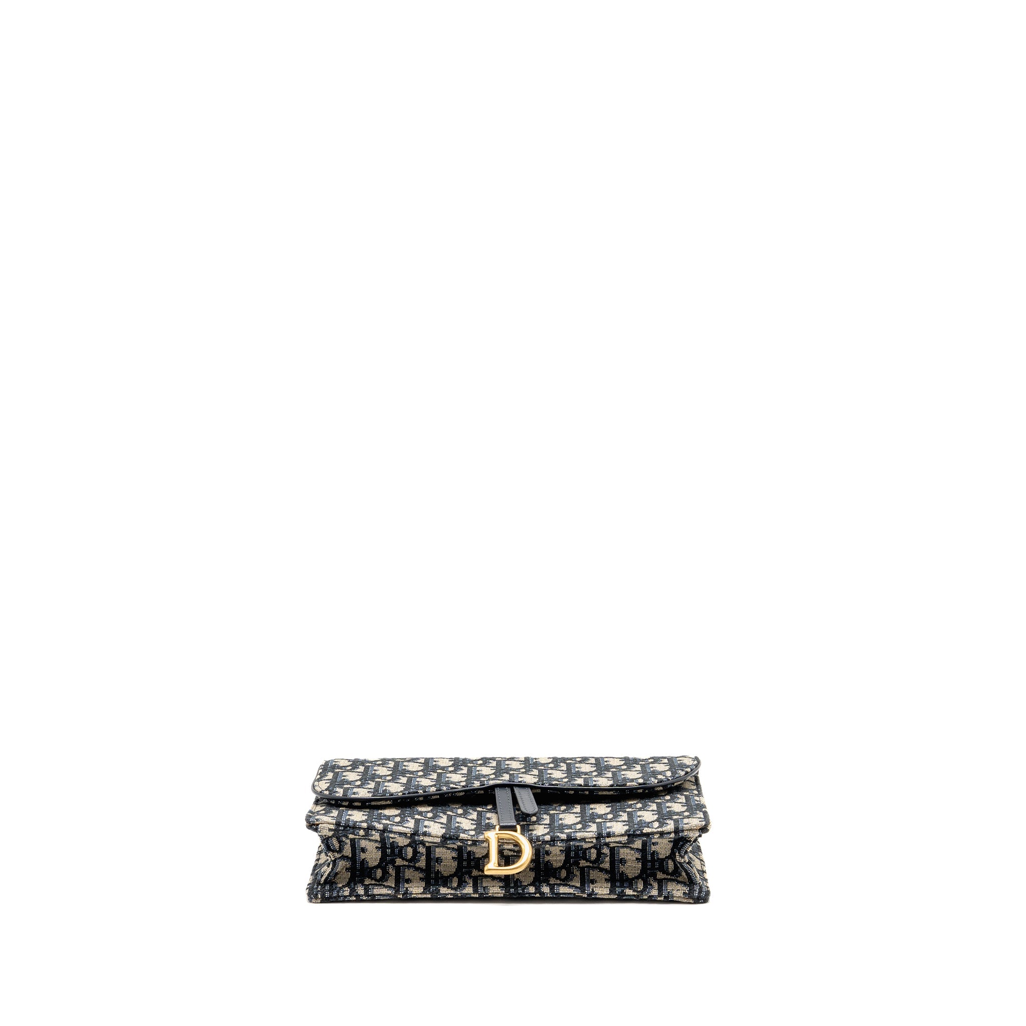 DIOR SADDLE POUCH DIOR OBLIQUE CANVAS BLUE GHW