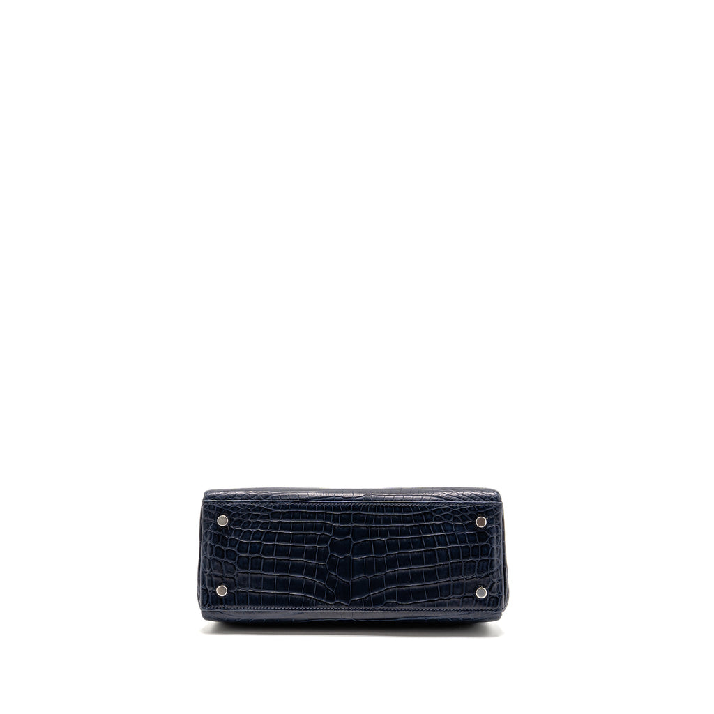 HERMES KELLY 25 CROCODILE NILOTICUS MATT BLUE MARINE SHW