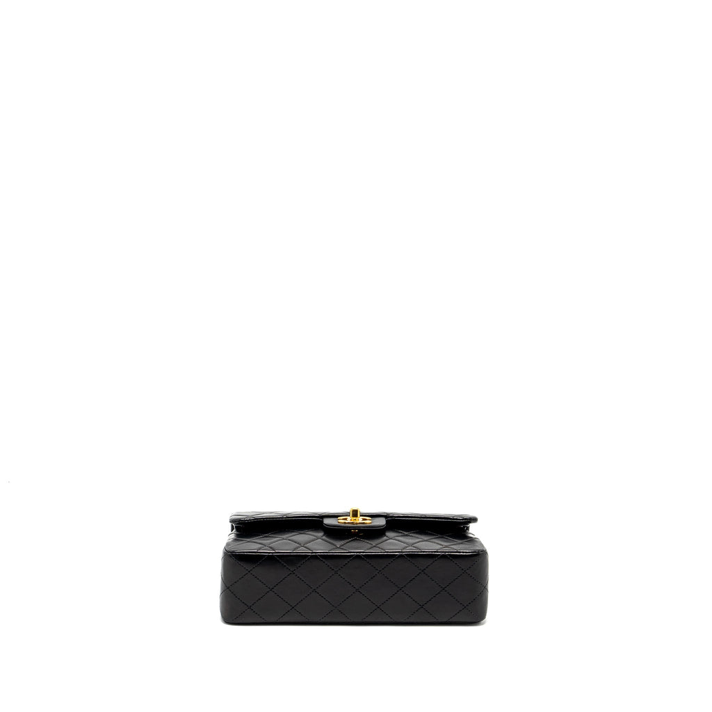CHANEL VINTAGE SMALL CLASSIC DOUBLE FLAP BAG LAMBSKIN BLACK GHW