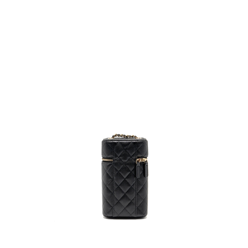 CHANEL CLASSIC VANITY PHONE HOLDER WITH CHAIN CAVIAR BLACK LGHW