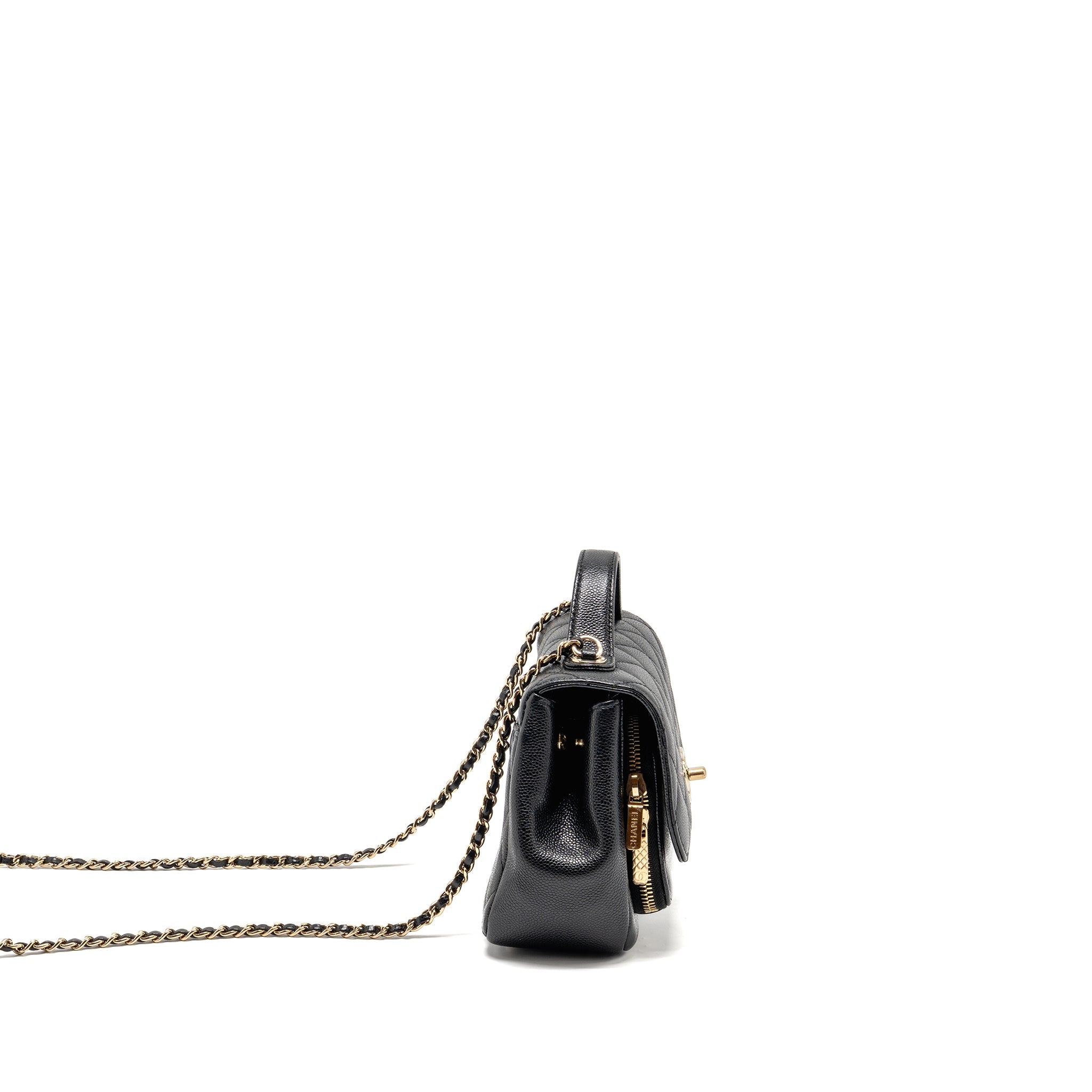 CHANEL SMALL BUSINESS AFFINITY CAVIAR BLACK LGHW