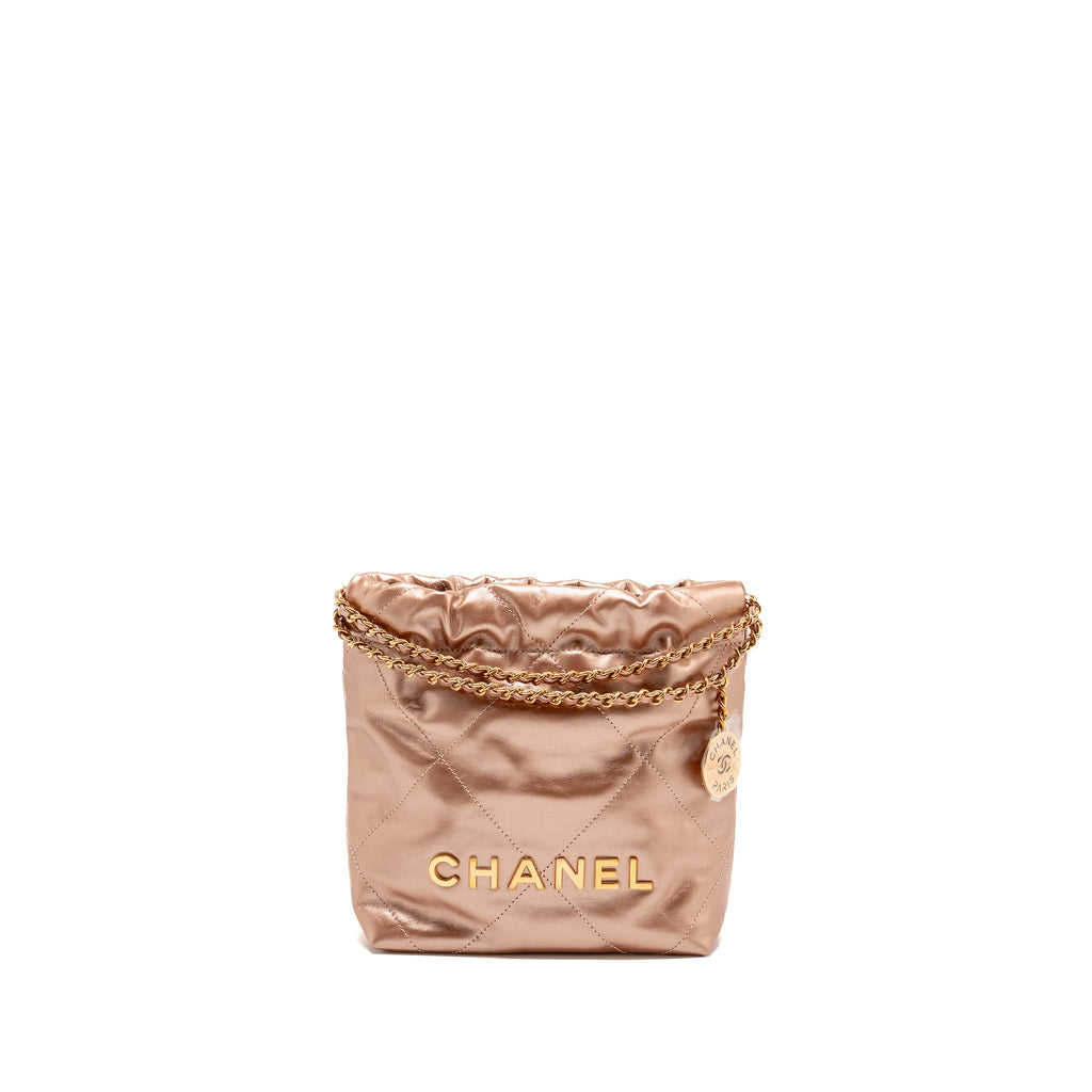CHANEL MINI 22 BAG SHINY CALFSKIN LIGHT PINK LGHW (MICROCHIP)