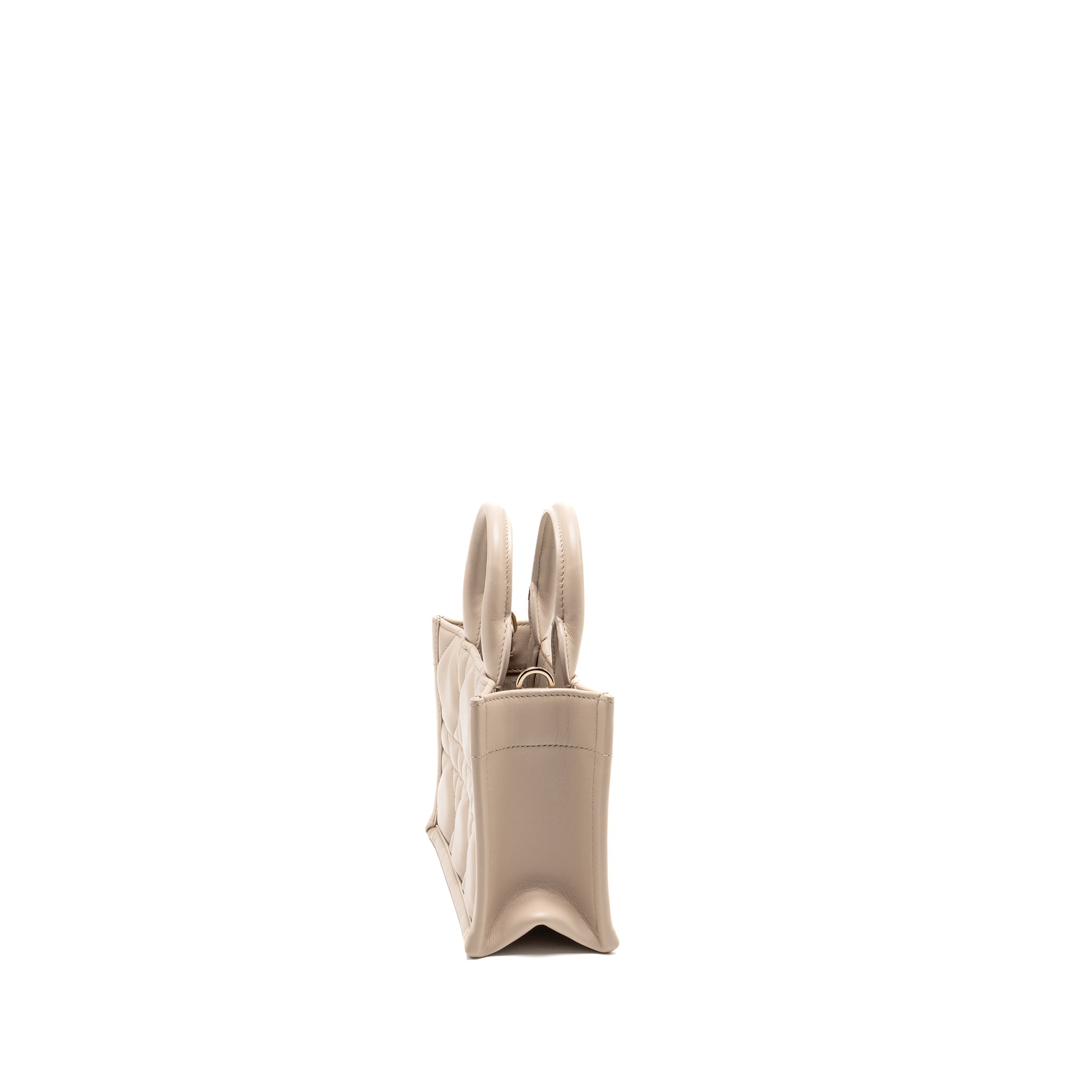 DIOR DIORAMOUR MINI DIOR BOOK TOTE MACROCANNAGE CALFSKIN POWDER BEIGE LGHW