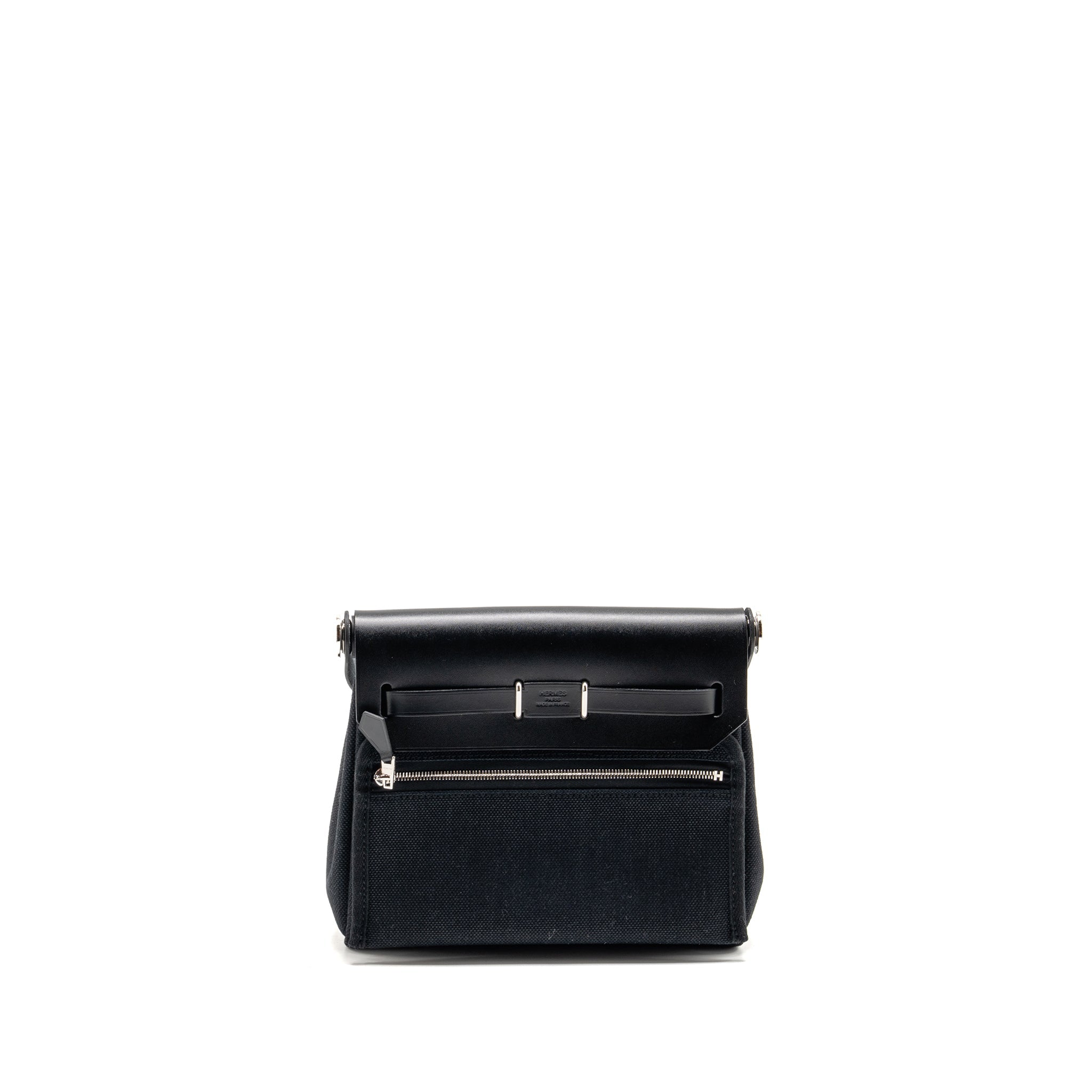 HERMES HERBAG MINI CANVAS/HUNTER LEATHER BLACK SHW