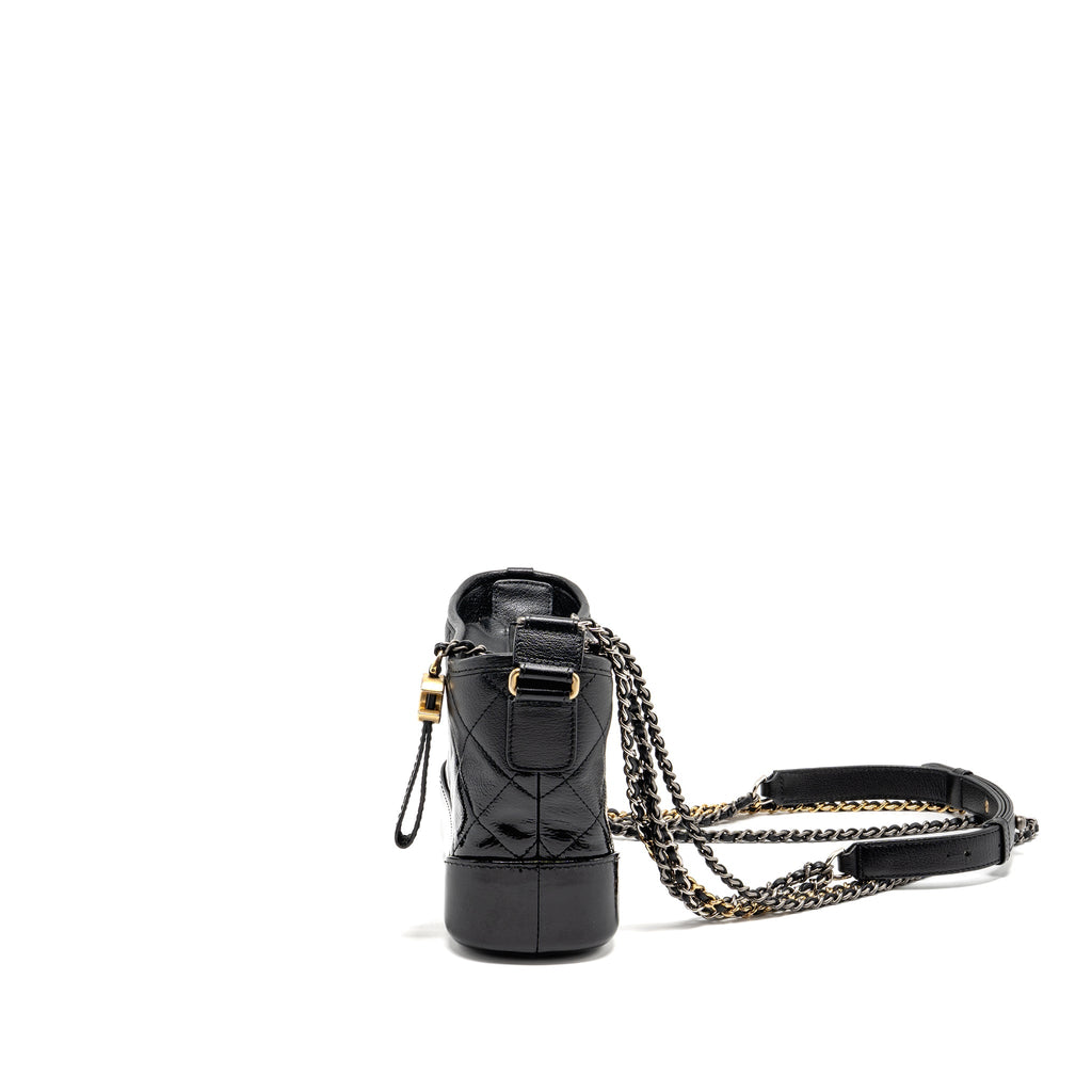 CHANEL SMALL GABRIELLE HOBO BAG GOATSKIN/PATENT BLACK MULTICOLOUR HARDWARE