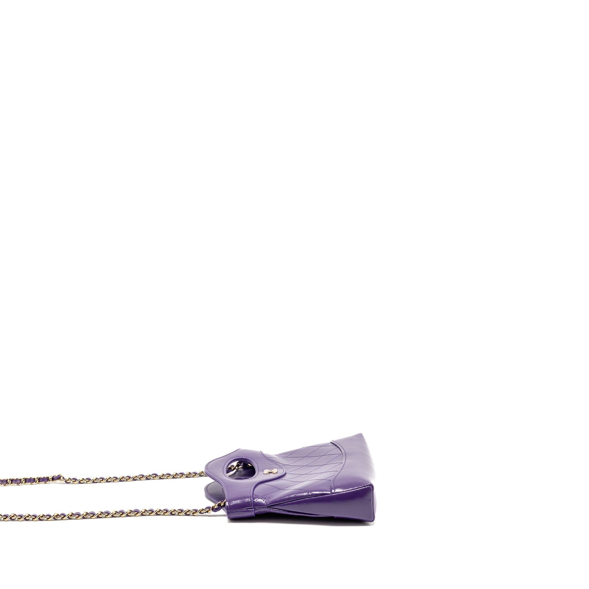 CHANEL MINI 31 CLUTCH WITH CHAIN SHINY CALFSKIN PURPLE LGHW (MICROCHIP)