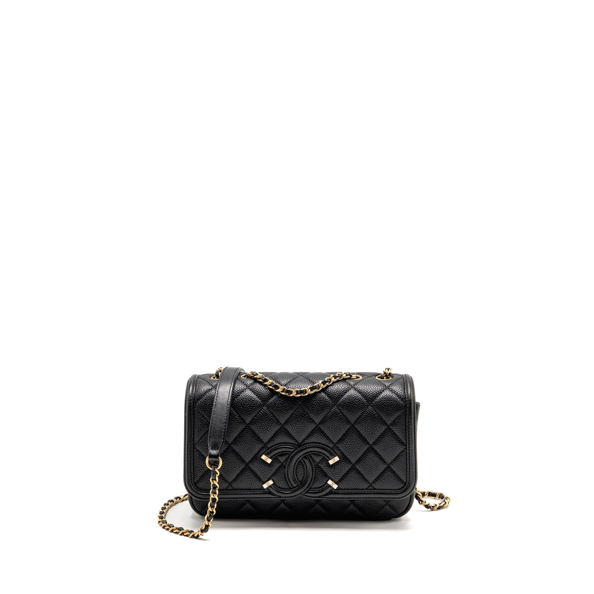 CHANEL FILIGREE FLAP BAG CAVIAR BLACK GHW