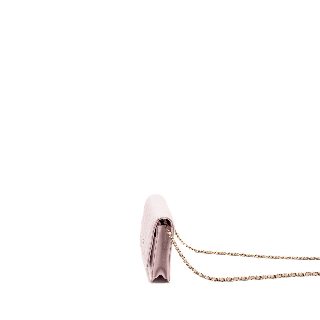 CHANEL CLASSIC WALLET ON CHAIN CAVIAR PINK LGHW