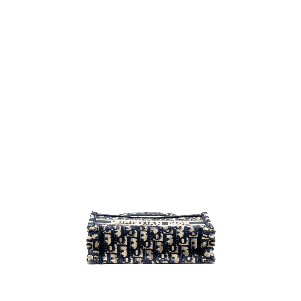 DIOR MINI BOOK TOTE BAG BLUE OBLIQUE EMBRIODERY