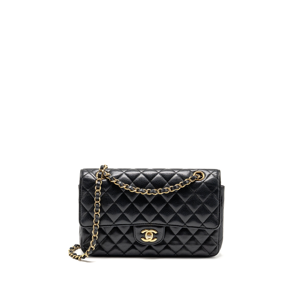 CHANEL MEDIUM CLASSIC DOUBLE FLAP BAG CAVIAR BLACK GHW