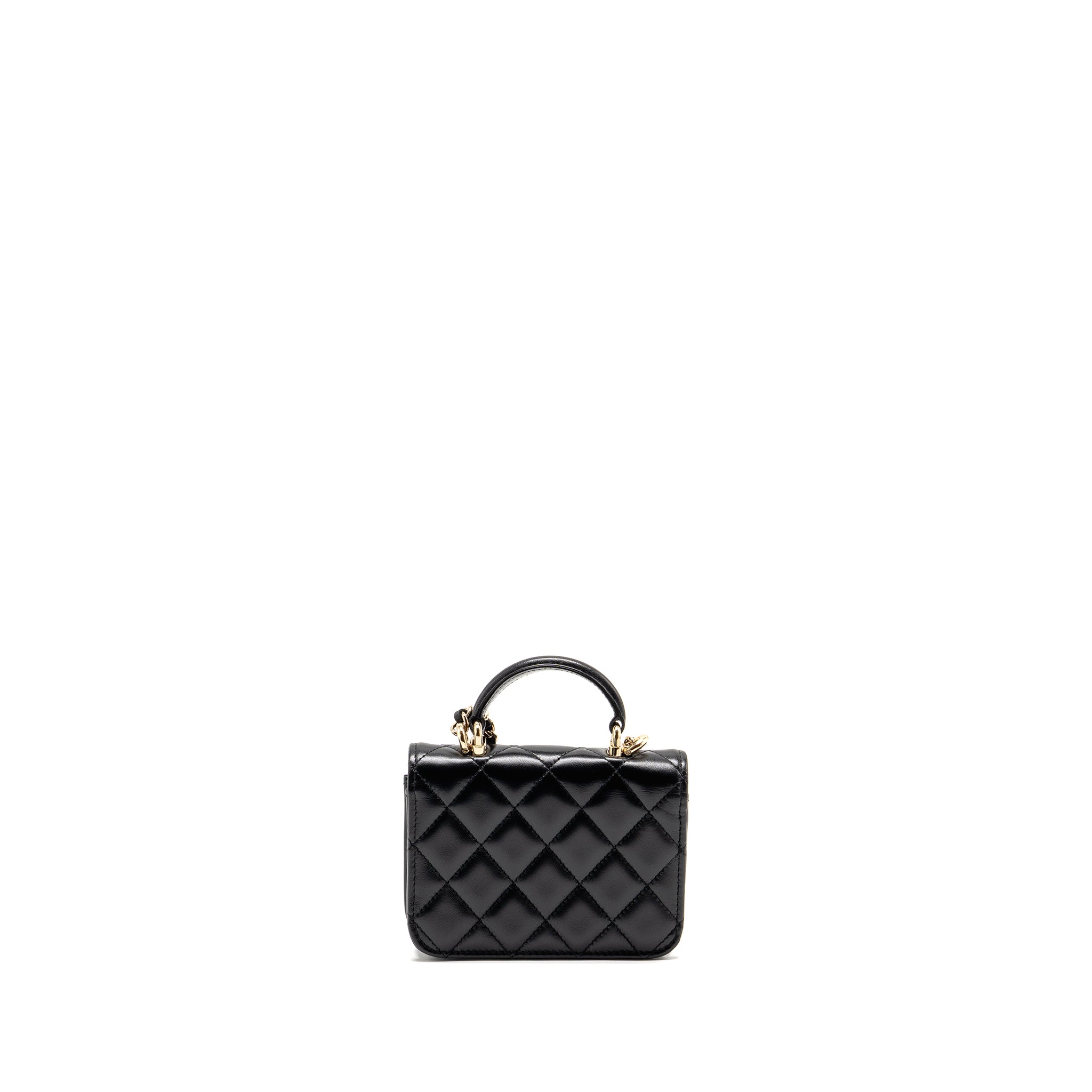 CHANEL TOP HANDLE MINI FLAP BAG LAMBSKIN BLACK LGHW