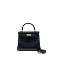 HERMES KELLY 25 CROCODILE NILOTICUS MATT BLUE MARINE SHW
