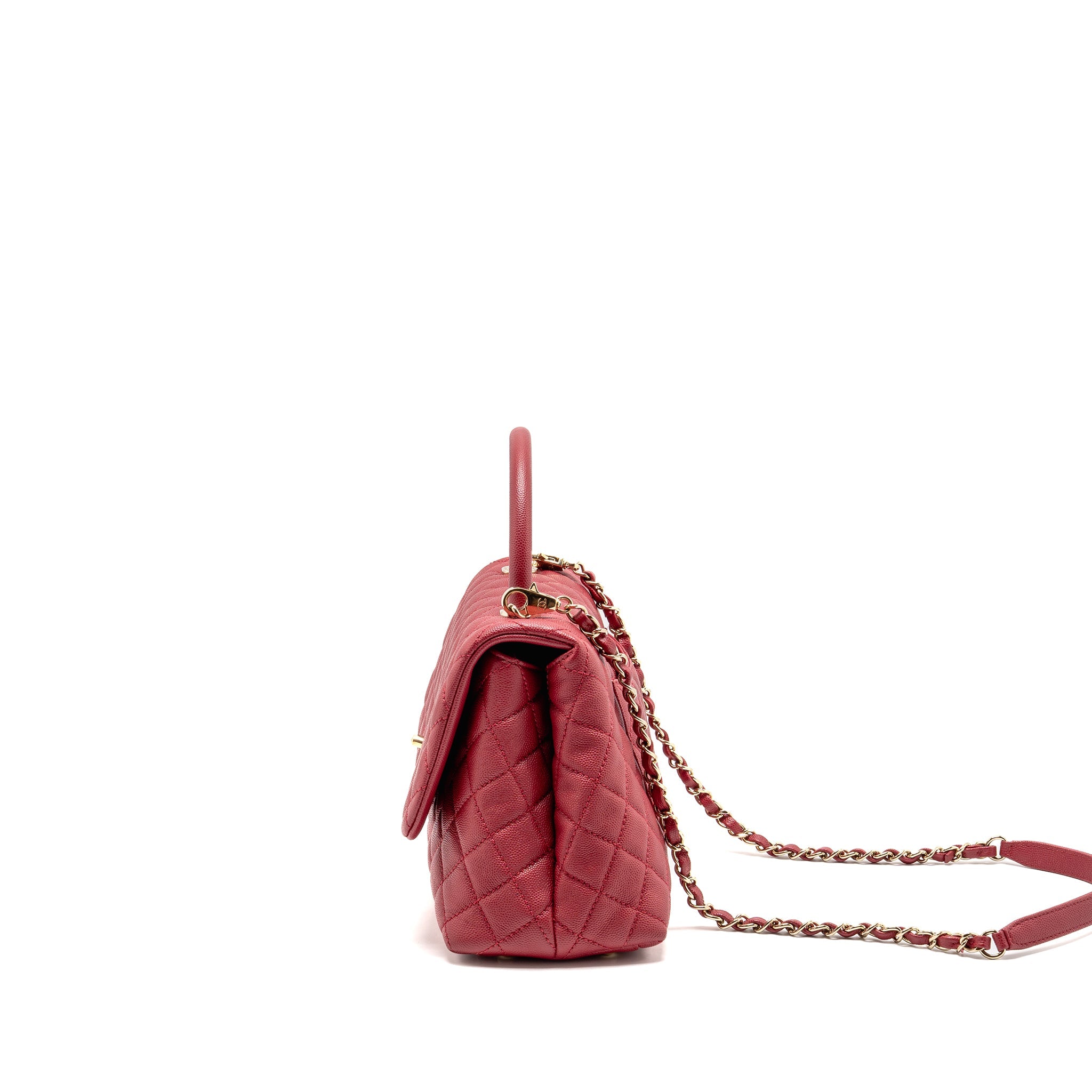 CHANEL MEDIUM COCO HANDLE CAVIAR RED GHW