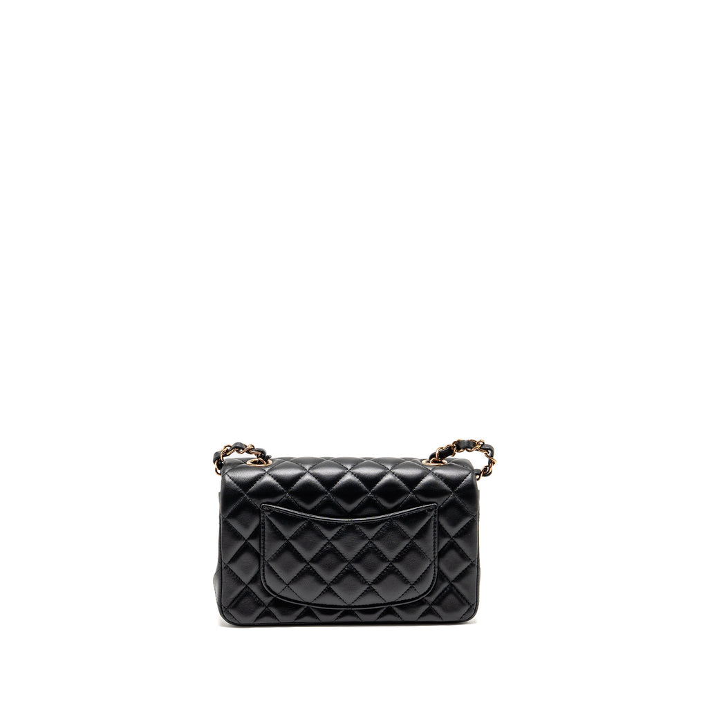 CHANEL MINI RECTANGULAR FLAP BAG LAMBSKIN BLACK RGHW (MICROCHIP)