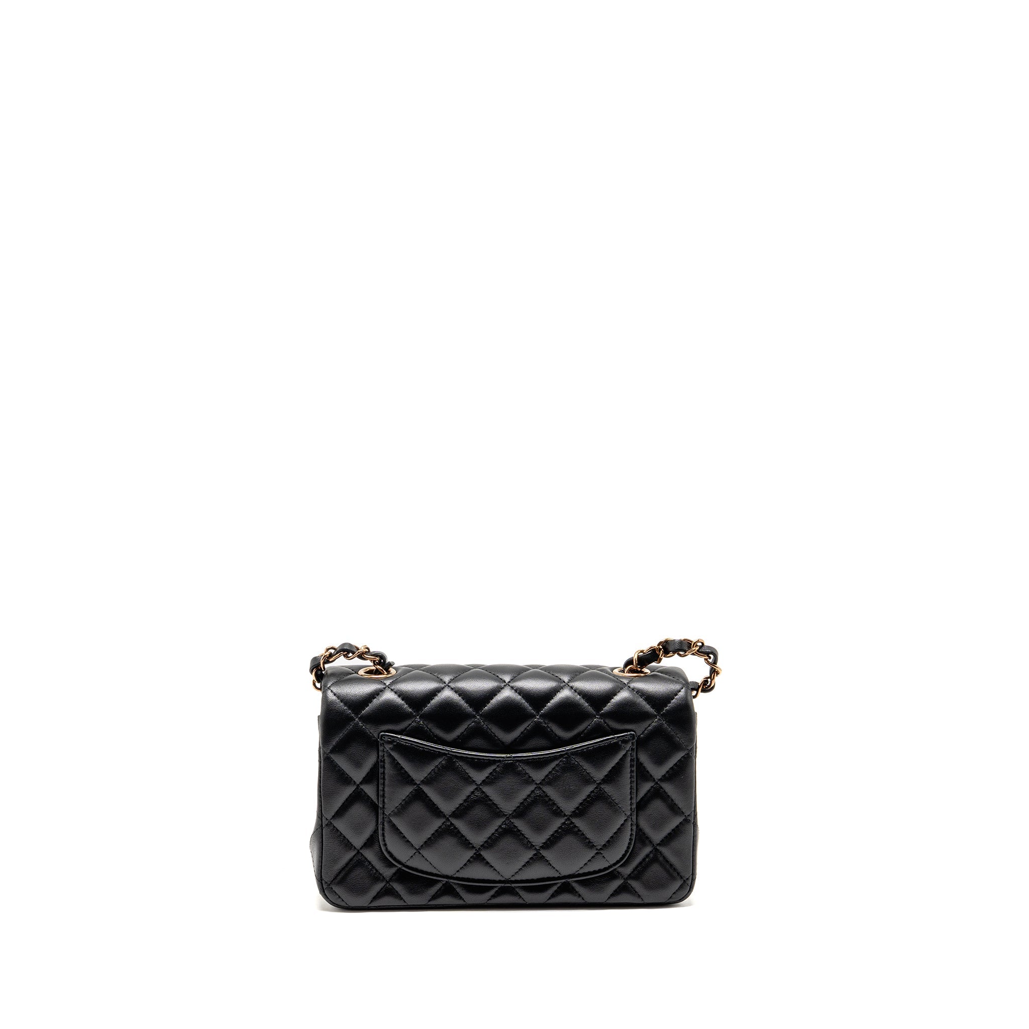CHANEL MINI RECTANGULAR FLAP BAG LAMBSKIN BLACK RGHW (MICROCHIP)