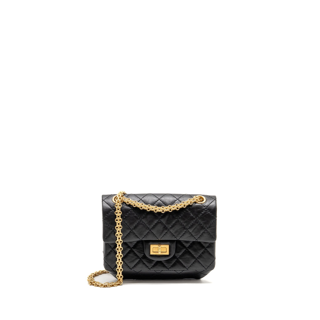 CHANEL MINI 2.55 REISSUE AGED CALFSKIN BLACK GHW (MICROCHIP)