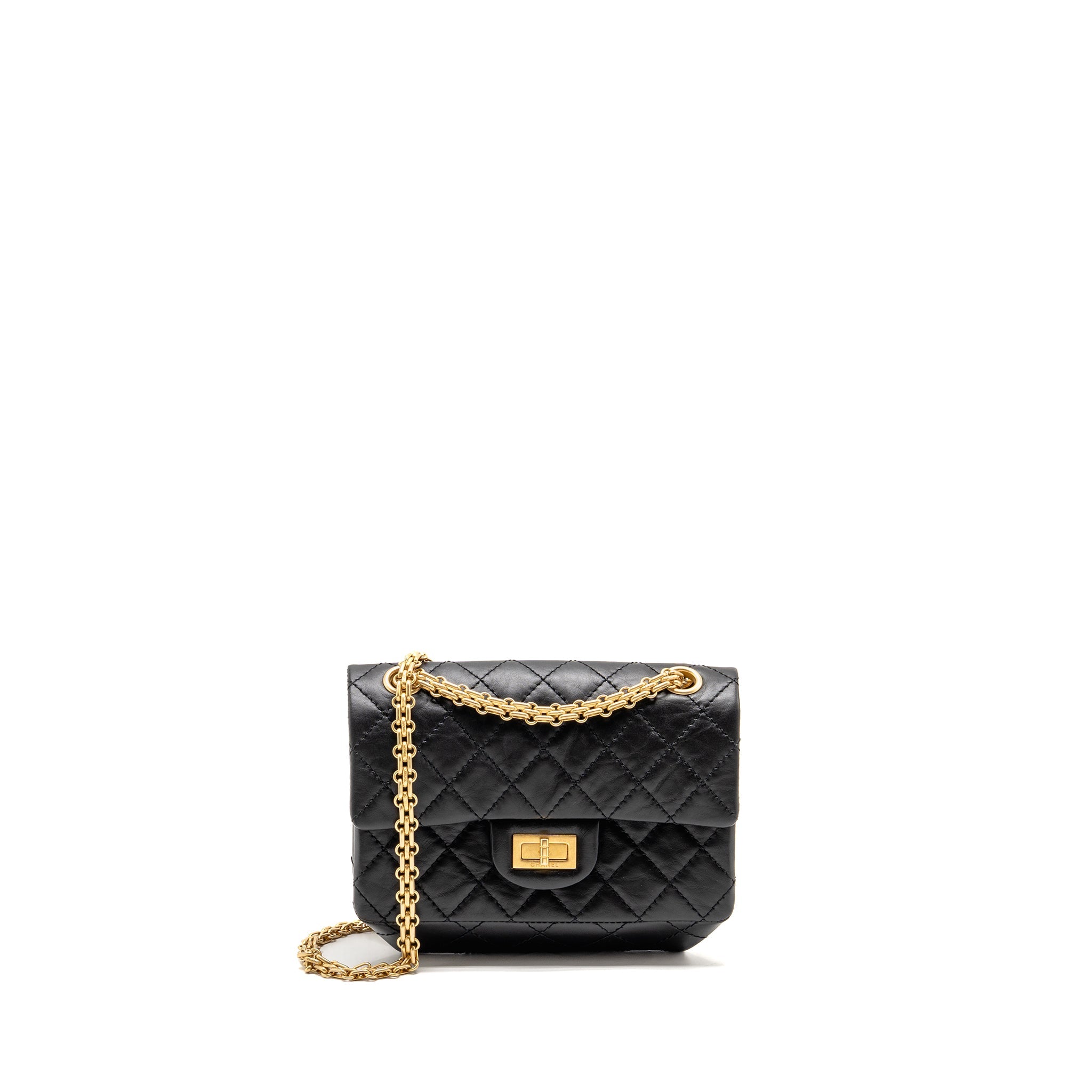CHANEL MINI 2.55 REISSUE AGED CALFSKIN BLACK GHW (MICROCHIP)