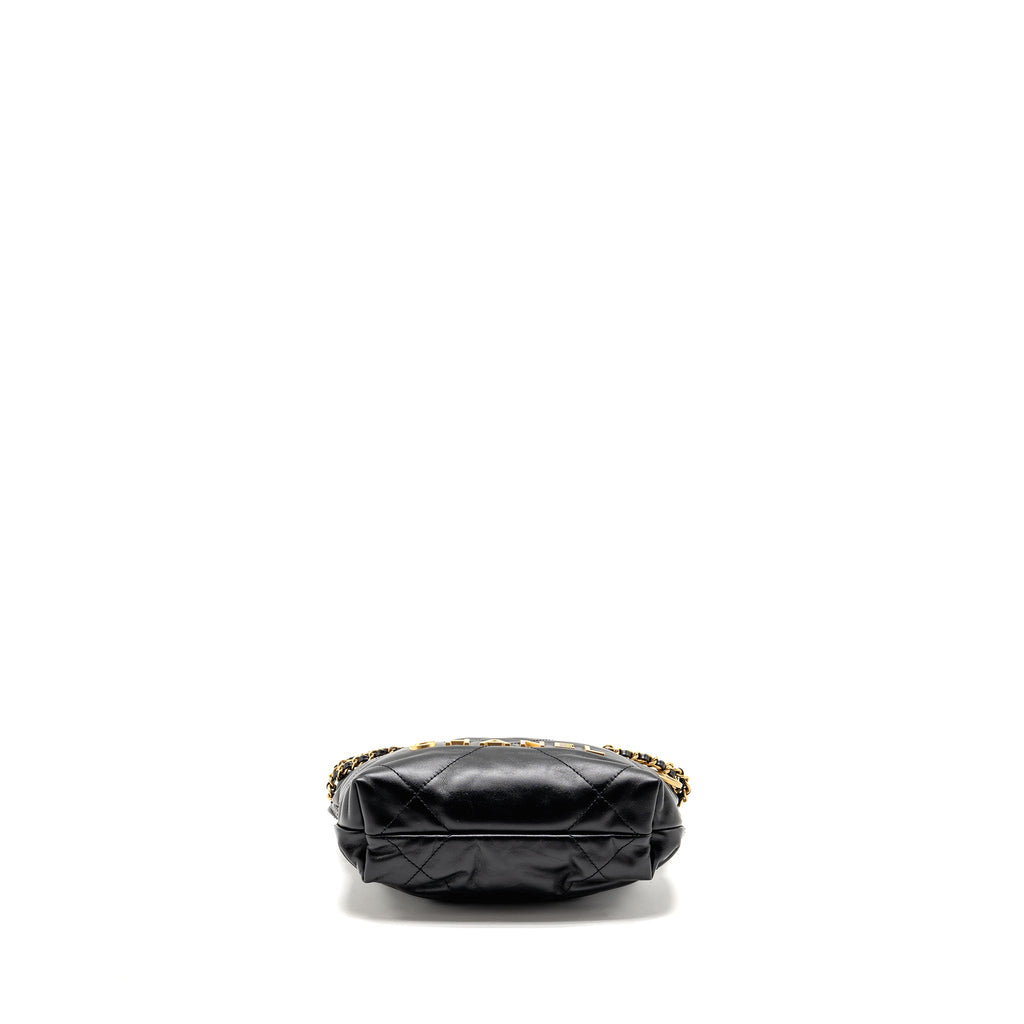 CHANEL MINI 22 BAG CALFSKIN BLACK GHW (MICROCHIP)