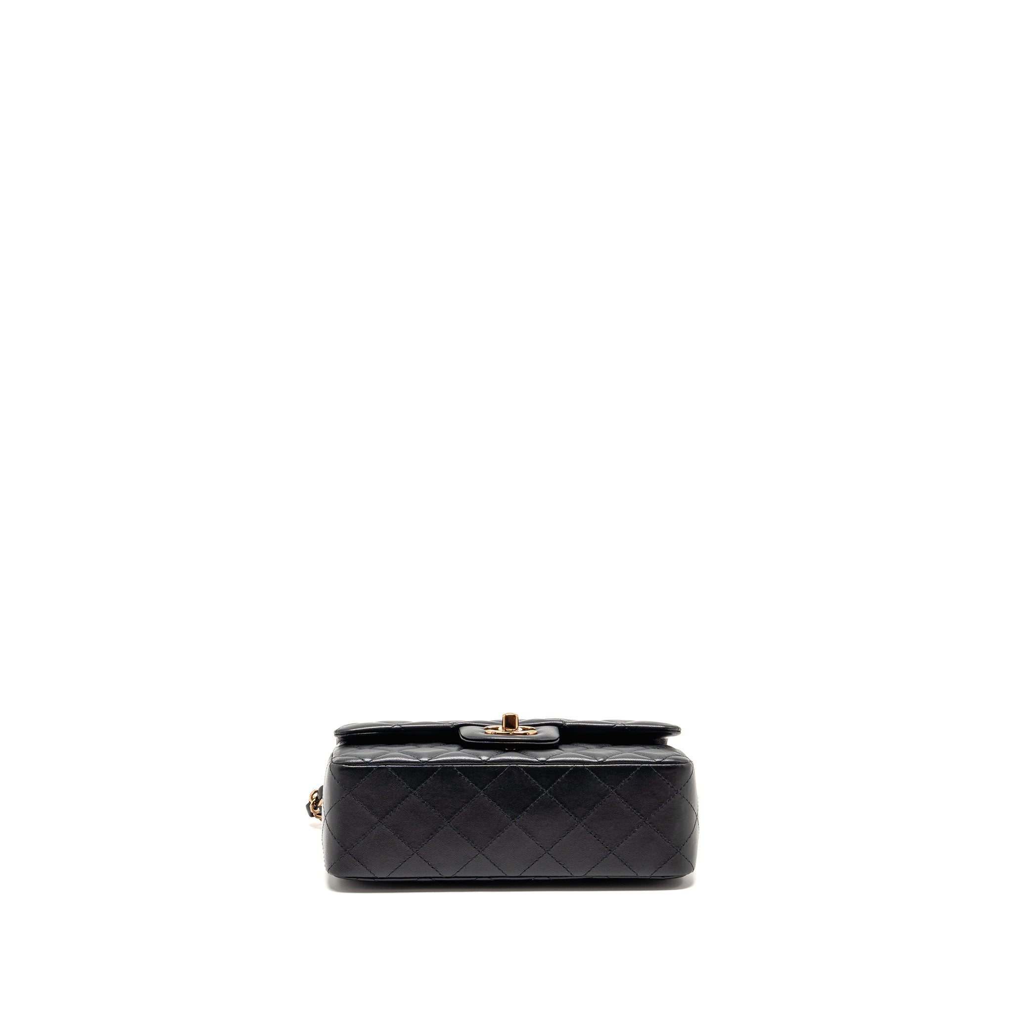 CHANEL MINI RECTANGULAR FLAP BAG LAMBSKIN BLACK RGHW (MICROCHIP)