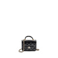 CHANEL TOP HANDLE MINI FLAP BAG LAMBSKIN BLACK LGHW
