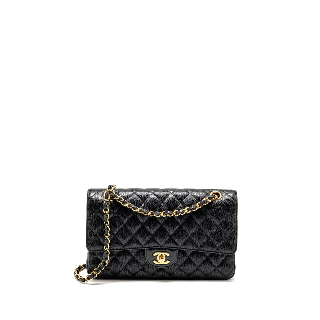 CHANEL MEDIUM CLASSIC DOUBLE FLAP BAG CAVIAR BLACK GHW