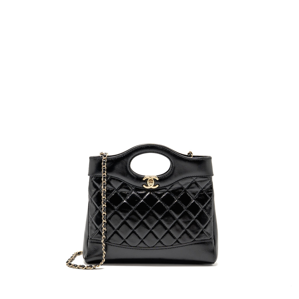 CHANEL MINI 31 BAG SHINY LAMBSKIN BLACK LGHW (MICROCHIP)