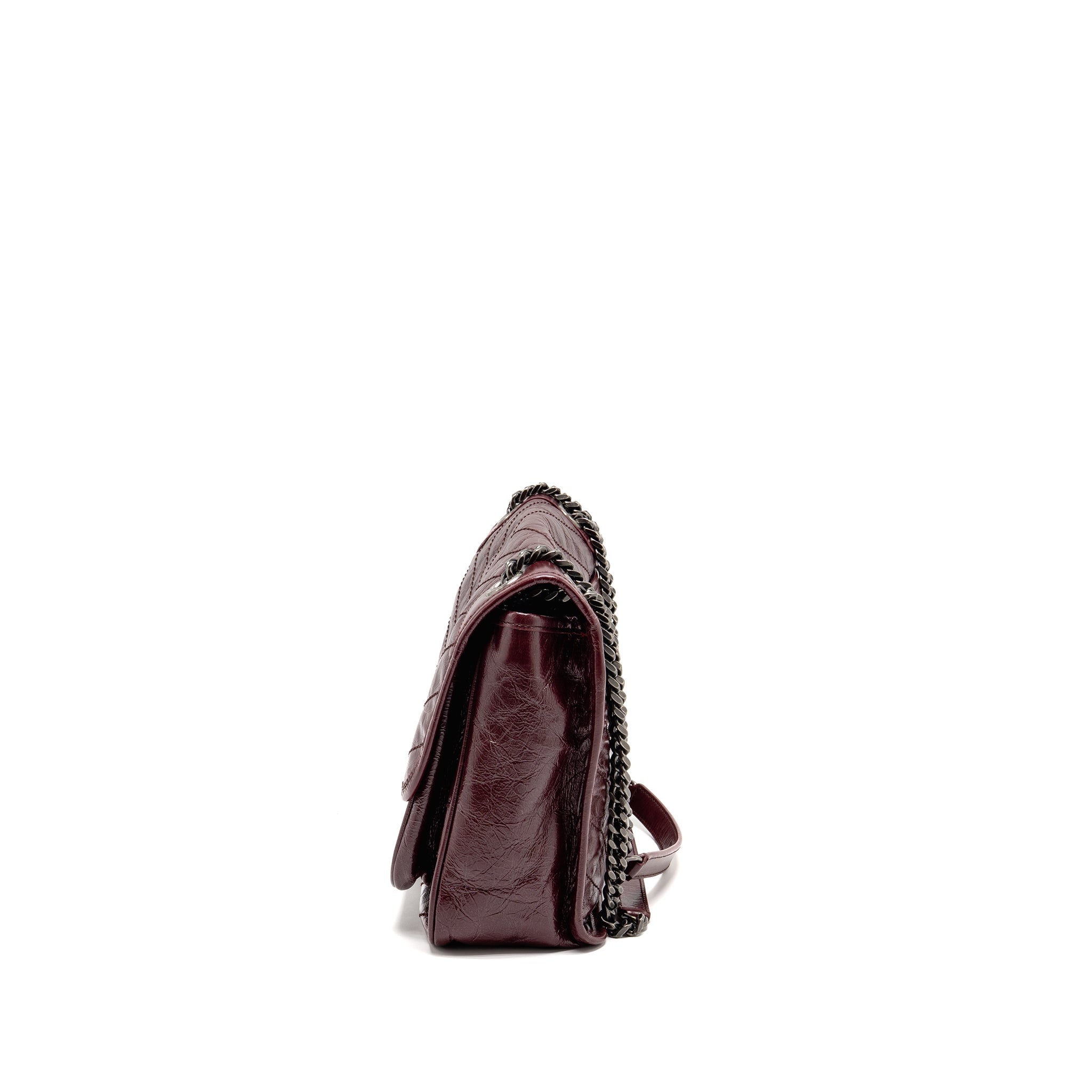 SAINT LAURENT YSL MEDIUM NIKI SHOULDER BAG CALFSKIN BURGUNDY RUTHENIUM SHW
