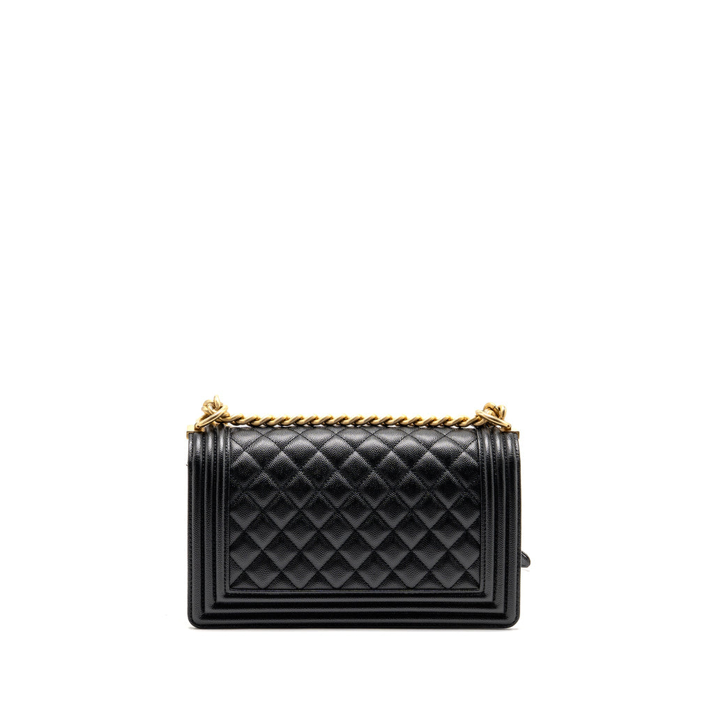 CHANEL MEDIUM CLASSIC BOY BAG CAVIAR BLACK GHW
