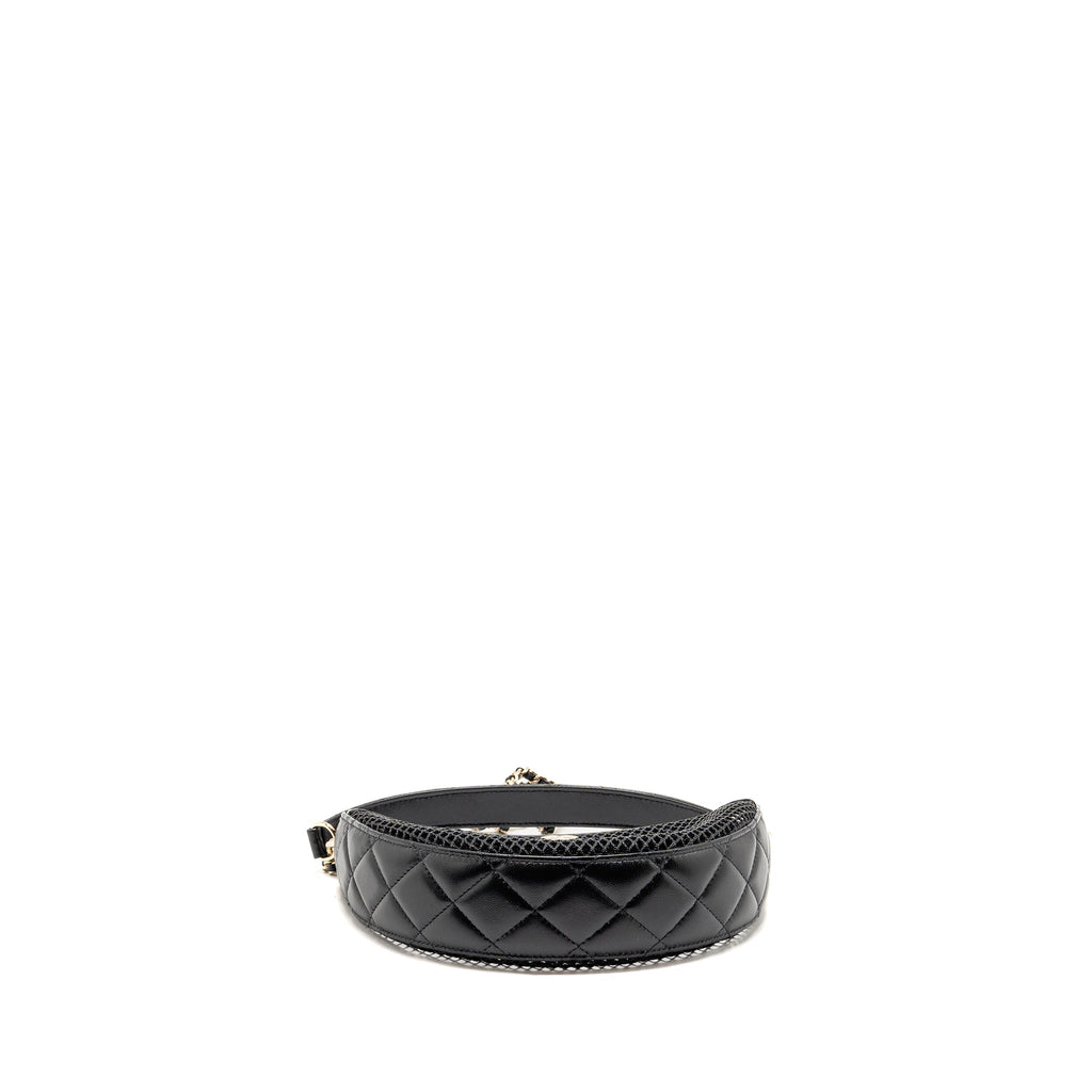 CHANEL 25S HALF MOON CLUTCH WITH CHAIN MESH/LAMBSKIN BLACK LGHW (MICROCHIP)