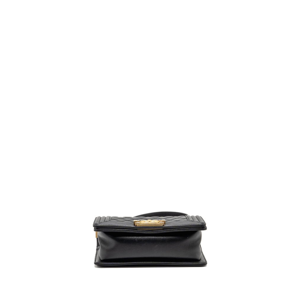 CHANEL SMALL BOY BAG CALFSKIN BLACK GHW (MICROCHIP)