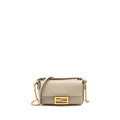 FENDI MINI BAGUETTE BAG CALFSKIN LIGHT BEIGE/GREEN GHW
