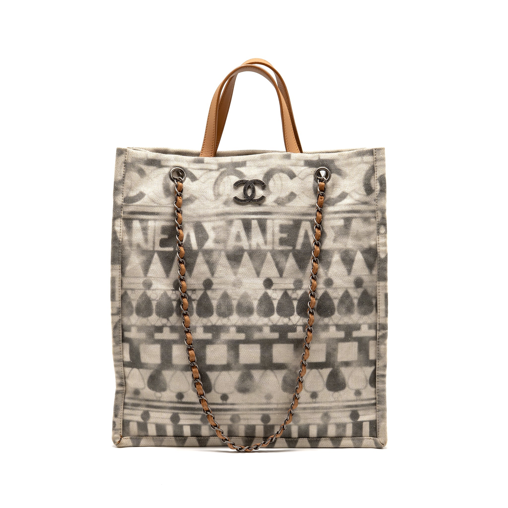 CHANEL ILIAD SHOPPING TOTE BAG PRINTED CANVAS/LEATHER MULTICOLOURED SHW