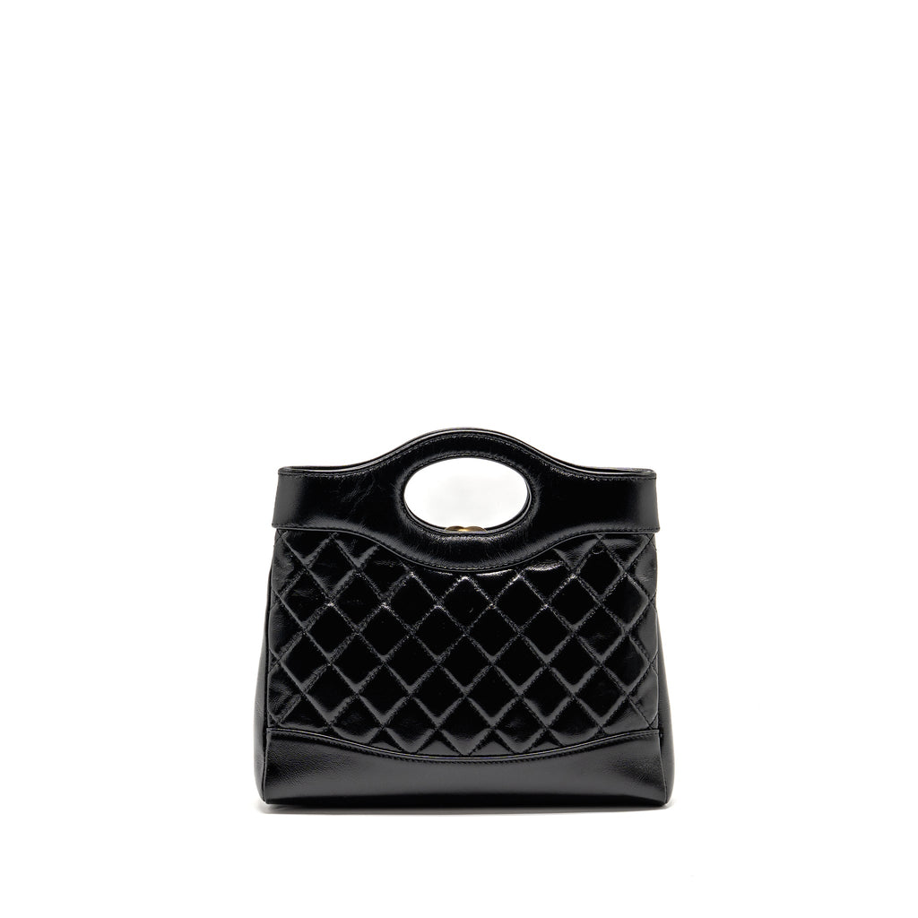 CHANEL MINI 31 BAG SHINY LAMBSKIN BLACK LGHW (MICROCHIP)