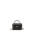 CHANEL TOP HANDLE LONG VANITY CASE LAMBSKIN BLACK LGHW (MICROCHIP)