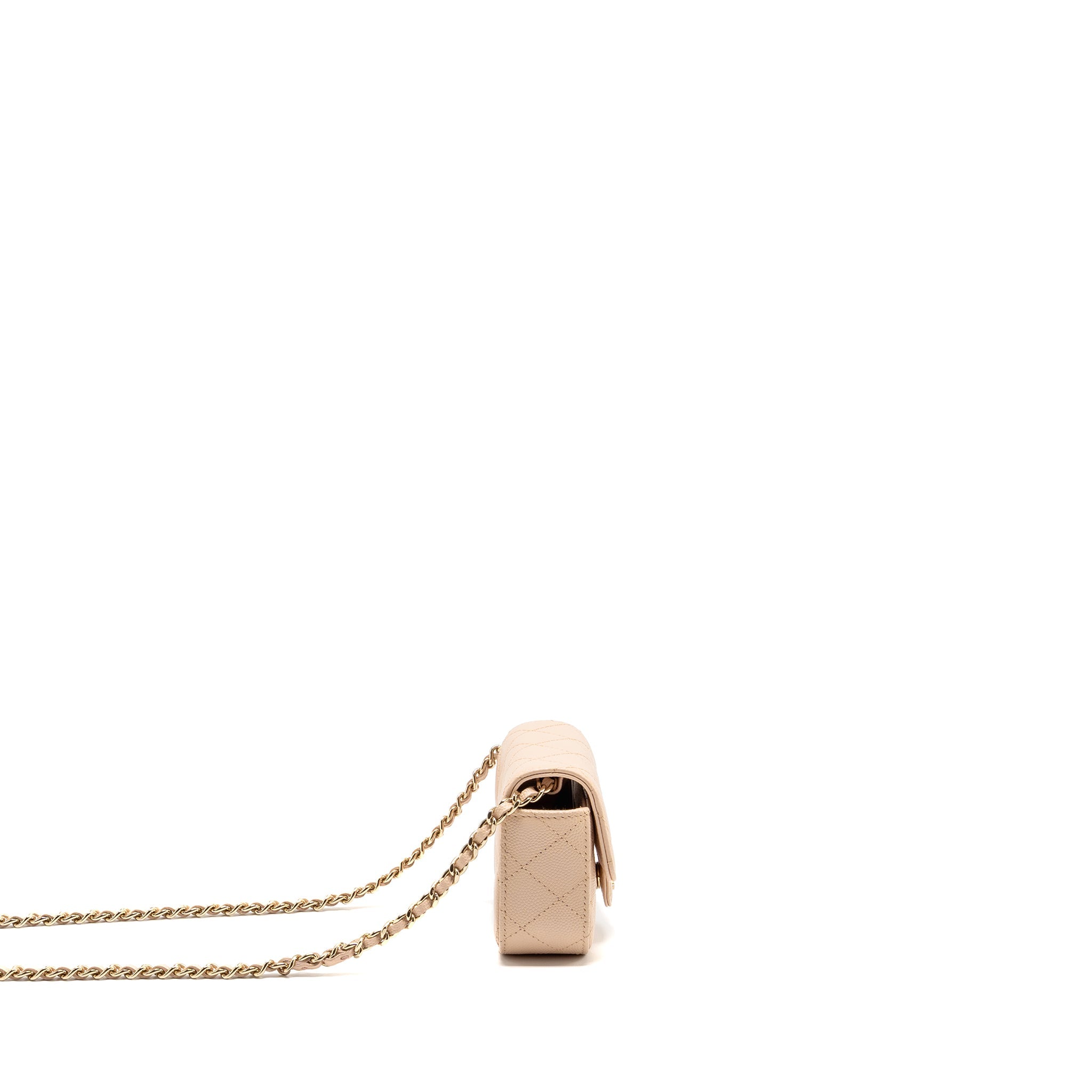 CHANEL MINI CLUTCH WITH CHAIN CAVIAR BEIGE LGHW